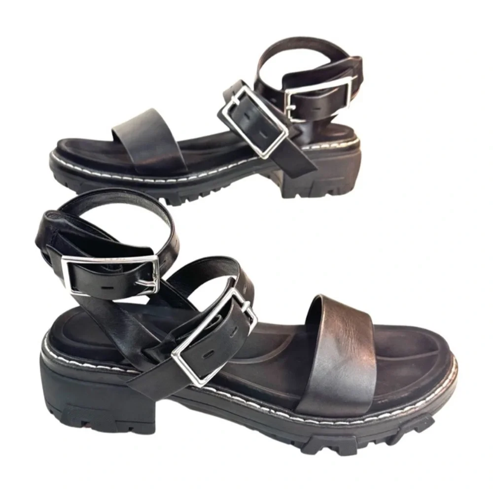 Rag & Bone Black Chunky Sandals with Leather Straps